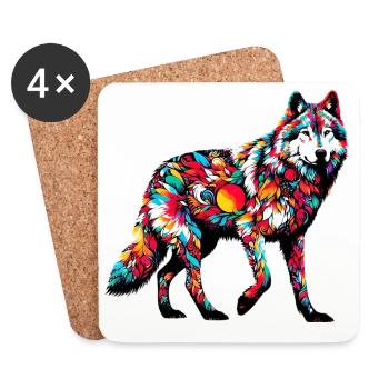 Loup - Dessous de verre (lot de 4) - blanc - Devant