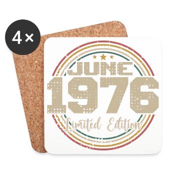 Born in June 1976 Birthday 11976 June 1976 June - Coasters (set of 4) - white - Front