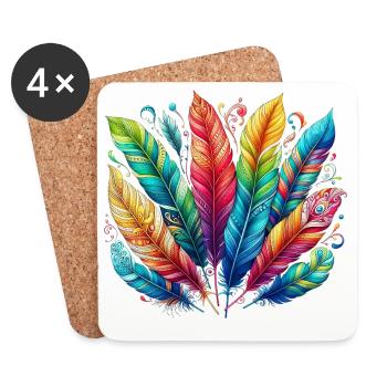 Feather Feather Pen Pens - Coasters (set of 4) - white - Front