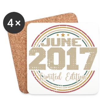 Geboren im Juni 2017 Geburtstag 12017 Juni 2017 Juni - Untersetzer (4er-Set) - Weiß - Vorne