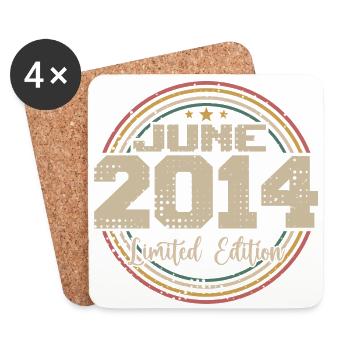 Born in June 2014 Birthday 12014 June 2014 June - Coasters (set of 4) - white - Front