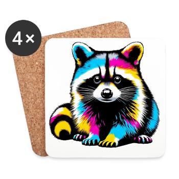 Raccoon - Coasters (set of 4) - white - Front