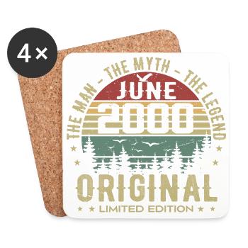 2000 June 2000 Birthday June 2000 June Gift - Coasters (set of 4) - white - Front