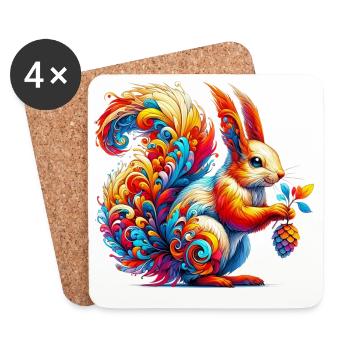 Squirrel - Coasters (set of 4) - white - Front