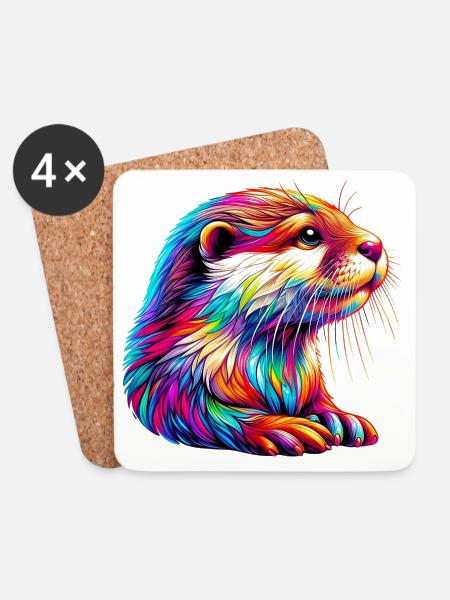 Otter - Untersetzer (4er-Set) - Weiß