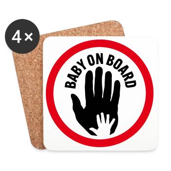 Baby on board hand in hand - Coasters (set of 4) - white - Front