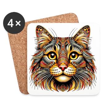 Cat - Coasters (set of 4) - white - Front