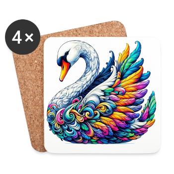 Cygne - Dessous de verre (lot de 4) - blanc - Devant