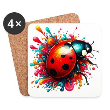 Ladybird - Coasters (set of 4) - white - Front