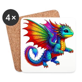 Dragon - Dessous de verre (lot de 4) - blanc - Devant