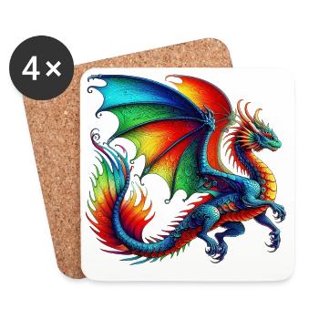 Dragon - Dessous de verre (lot de 4) - blanc - Devant