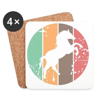 retro Farben Pferd Galopp Tiere Illustration icon - Untersetzer (4er-Set) - Weiß - Vorne