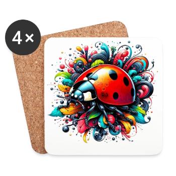 Coccinelle - Dessous de verre (lot de 4) - blanc - Devant
