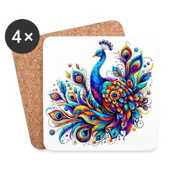 Paon - Dessous de verre (lot de 4) - blanc - Devant