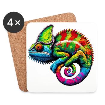 Caméléon - Dessous de verre (lot de 4) - blanc - Devant