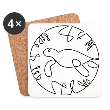 Turtle One Line Fine Art - Coasters (set of 4) - white - Front