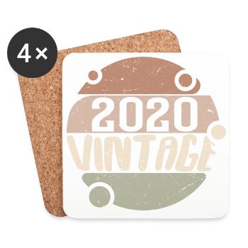 Jahrgang 2020 Retro Geschenke 2020 Jahrgang 2020 - Untersetzer (4er-Set) - Weiß - Vorne