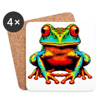 Grenouille - Dessous de verre (lot de 4) - blanc - Devant