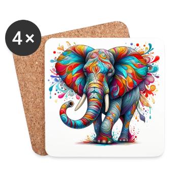 Elefant - Untersetzer (4er-Set) - Weiß - Vorne
