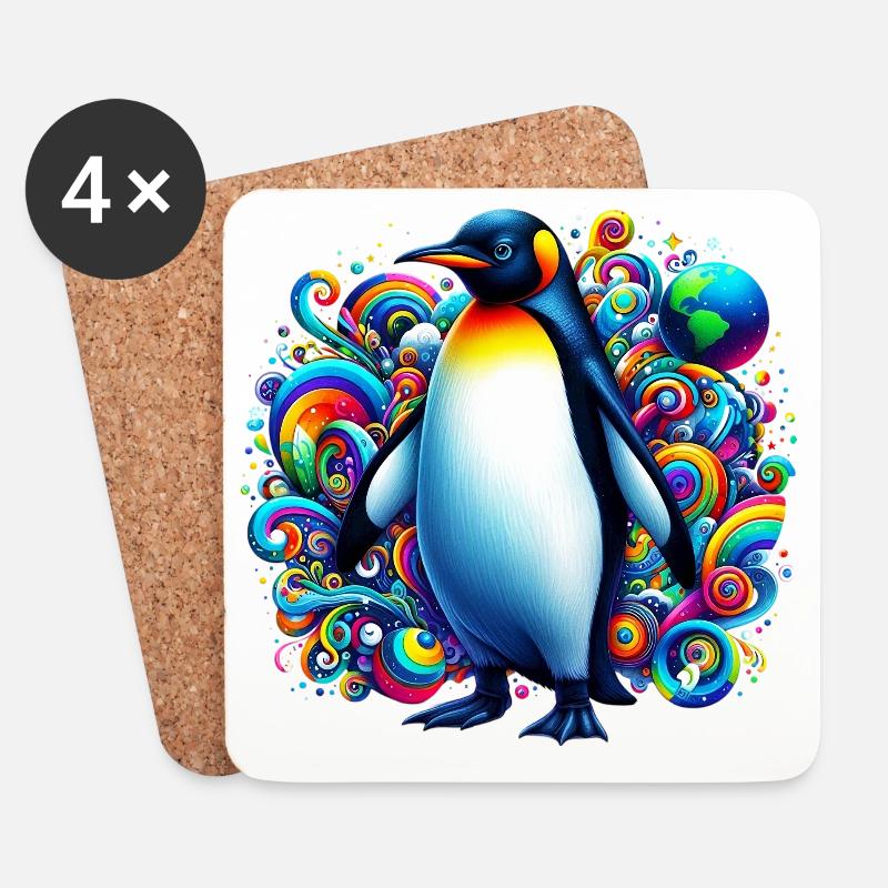 Pinguin - Untersetzer (4er-Set) - Weiß