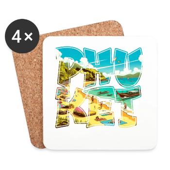 Phuket Thailand beach vacation design - Coasters (set of 4) - white - Front