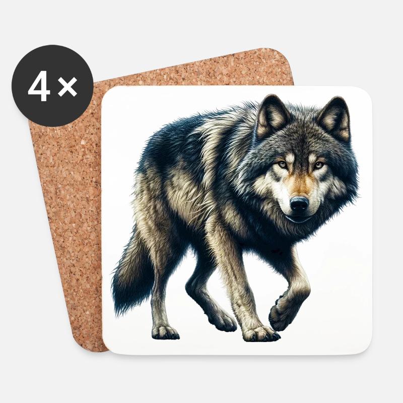 Wolf - Untersetzer (4er-Set) - Weiß