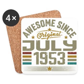 Baujahr Juli 1953 | Geschenk Juli 1953 - Untersetzer (4er-Set) - Weiß - Vorne