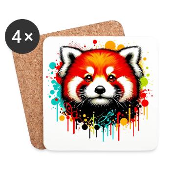 Red panda - Coasters (set of 4) - white - Front