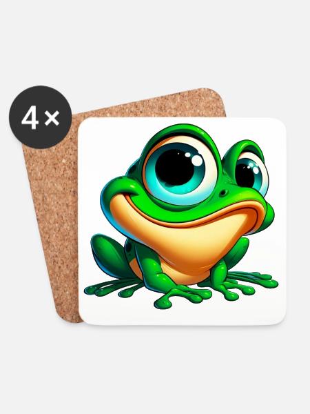 Frosch - Untersetzer (4er-Set) - Weiß