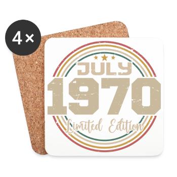 1970 Geburtstag Juli 1970 Geschenk Juli 1970 - Untersetzer (4er-Set) - Weiß - Vorne