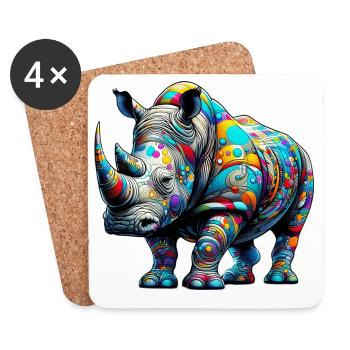 Nashorn - Untersetzer (4er-Set) - Weiß - Vorne