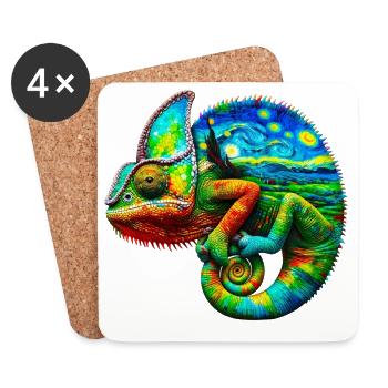 Van Gogh Chamäleon - Untersetzer (4er-Set) - Weiß - Vorne