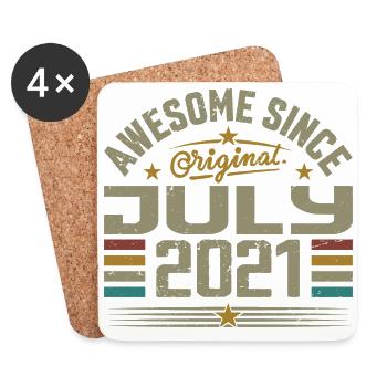 Baujahr im Juli 2021 | Juli 2021 Geschenk - Untersetzer (4er-Set) - Weiß - Vorne