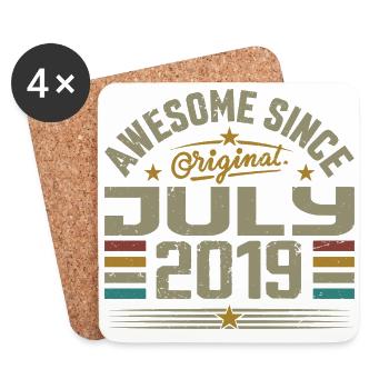 Built in July 2019 | Gift July 2019 - Coasters (set of 4) - white - Front