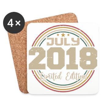 2018 Anniversaire Juillet 2018 Cadeau Juillet 2018 - Dessous de verre (lot de 4) - blanc - Devant