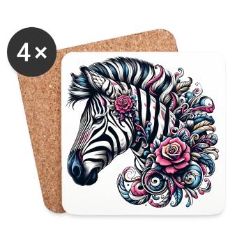 Zebra - Untersetzer (4er-Set) - Weiß - Vorne