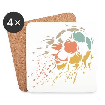 retro football ball shredded vintage colors icon - Coasters (set of 4) - white - Front