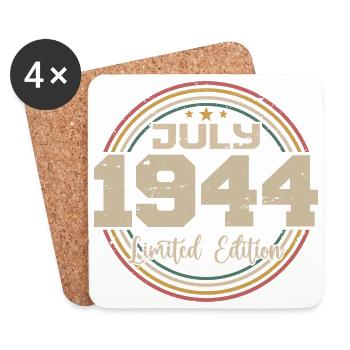 1944 Anniversaire Juillet 1944 Cadeau Juillet 1944 - Dessous de verre (lot de 4) - blanc - Devant
