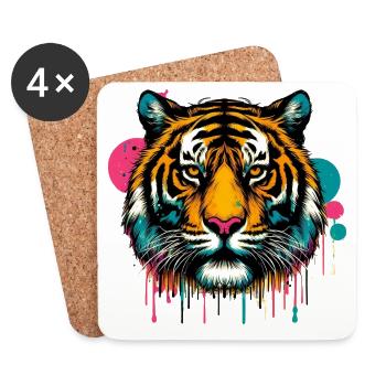 Tigre - Dessous de verre (lot de 4) - blanc - Devant