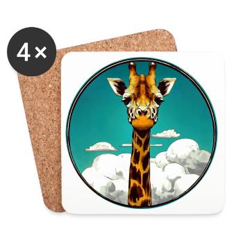 Girafe - Dessous de verre (lot de 4) - blanc - Devant