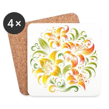 colorful lily bouquet elegant and curved - Coasters (set of 4) - white - Front