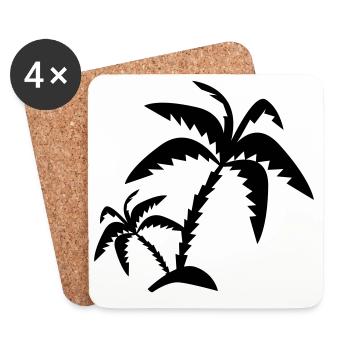 Two palm trees - Coasters (set of 4) - white - Front