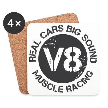 v8 emblem Auto Logo musclecars Motor Sound Symbol - Untersetzer (4er-Set) - Weiß - Vorne