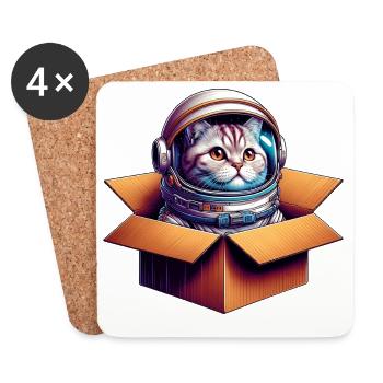 Katze Astronaut - Untersetzer (4er-Set) - Weiß - Vorne