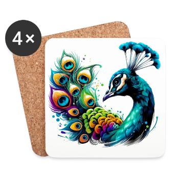 Peacock - Coasters (set of 4) - white - Front