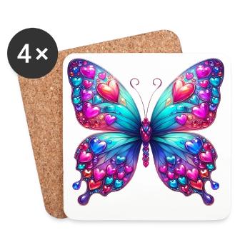 Schmetterling Herz Herzen Herzen Herz - Untersetzer (4er-Set) - Weiß - Vorne