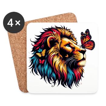 Lion and Butterfly - Coasters (set of 4) - white - Front