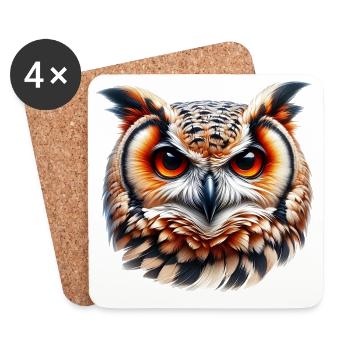 Owl - Coasters (set of 4) - white - Front