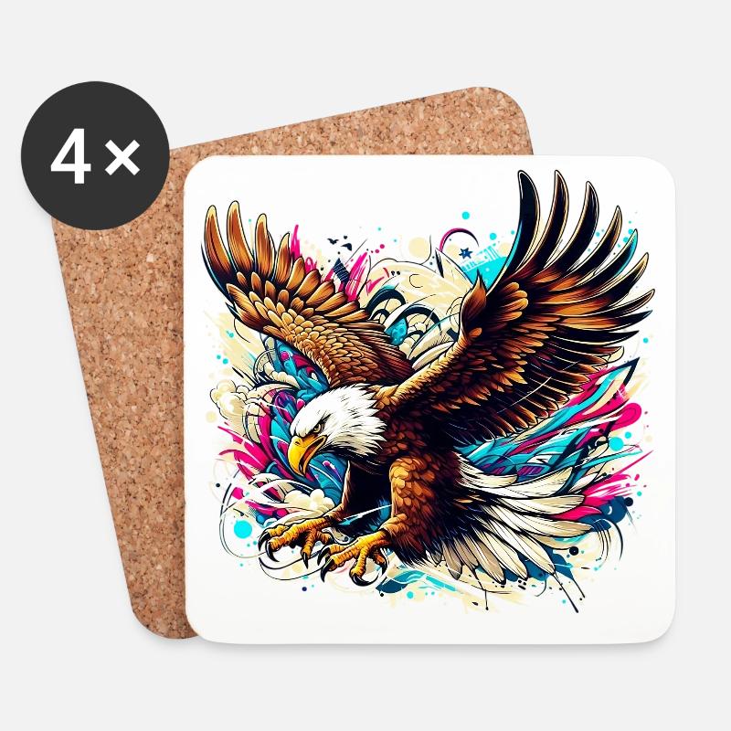 Adler - Untersetzer (4er-Set) - Weiß