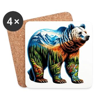 Ours - Dessous de verre (lot de 4) - blanc - Devant